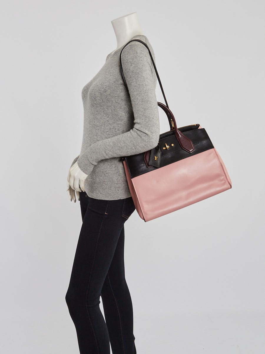 Louis Vuitton Pink/Black Pebbled Leather City Steamer MM Bag