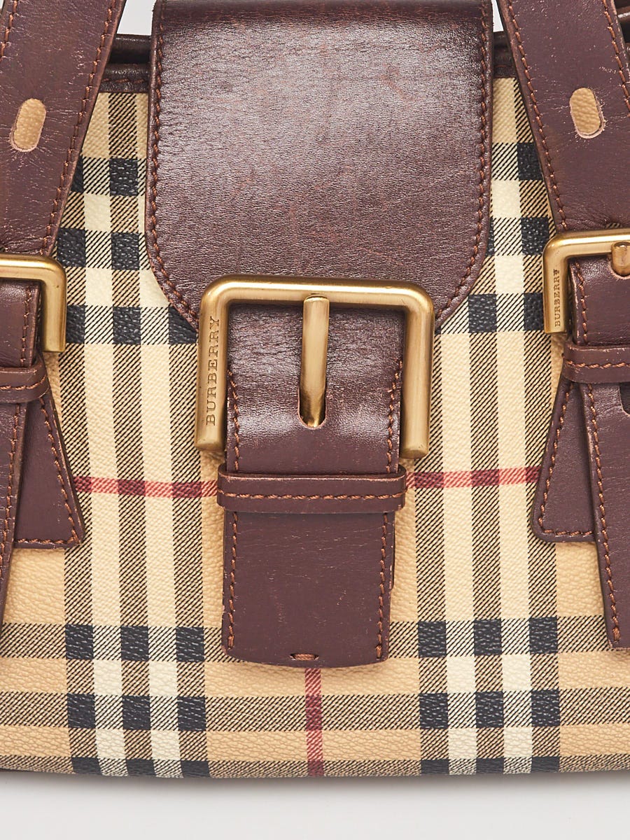 Burberry Brown Leather Haymarket Check Belt
