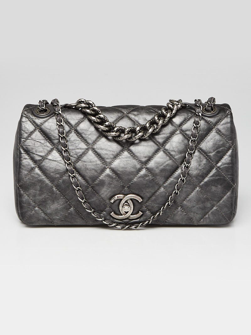 Chanel Dark Grey Quilted Calfskin Leather Pondicherry Large Flap Bag - Yoogi's  Closet