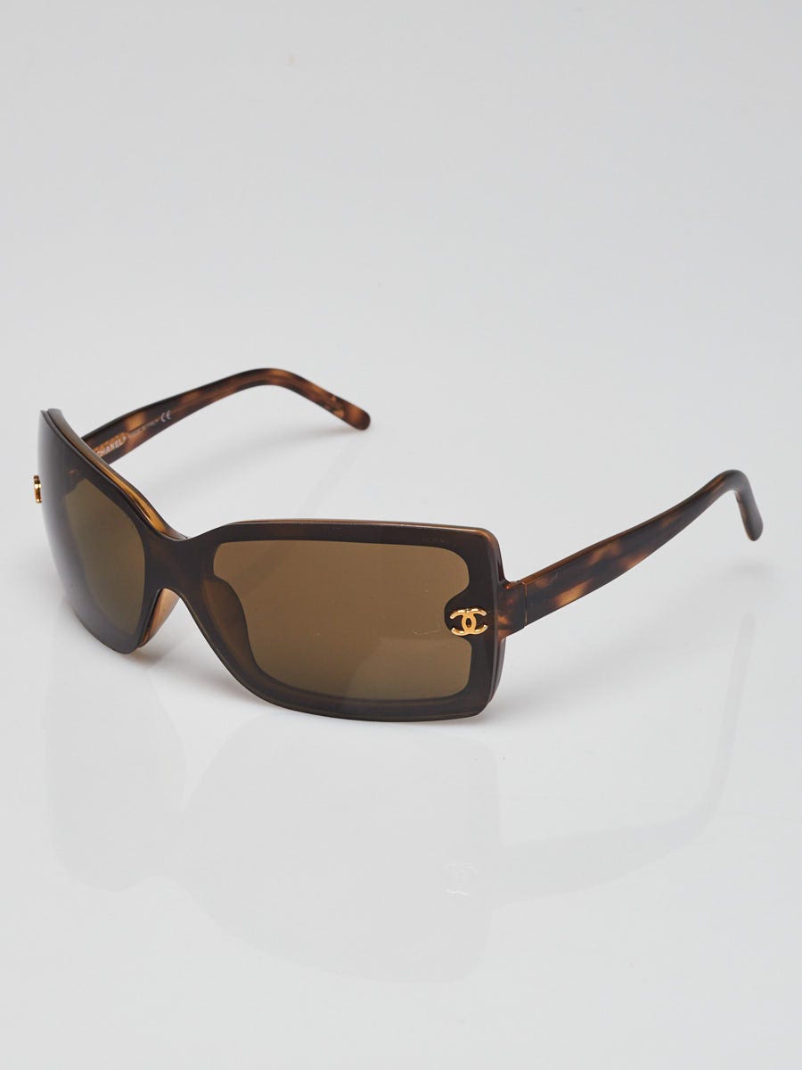 Chanel Brown Tortoise Shell Rectangle Frame Sunglasses-5065 - Yoogi's Closet