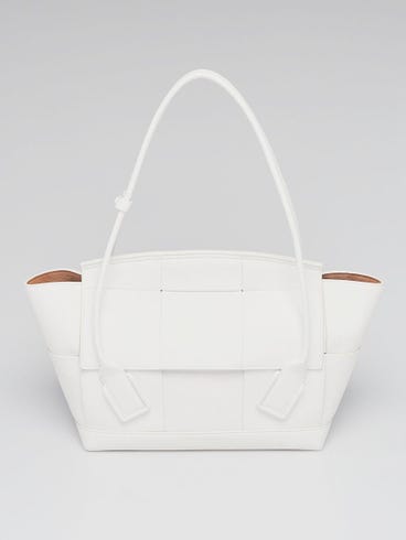 Bottega Veneta White Grainy Calf Leather Arco Tote Bag
