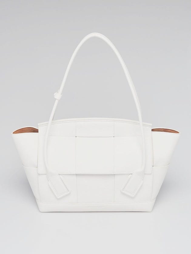 Bottega Veneta White Grainy Calf Leather Arco Tote Bag
