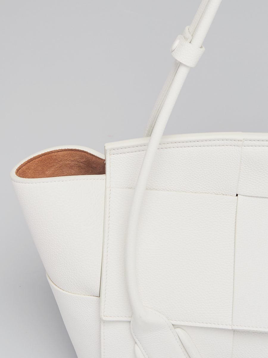 Bottega Veneta White Grainy Calf Leather Arco Tote Bag