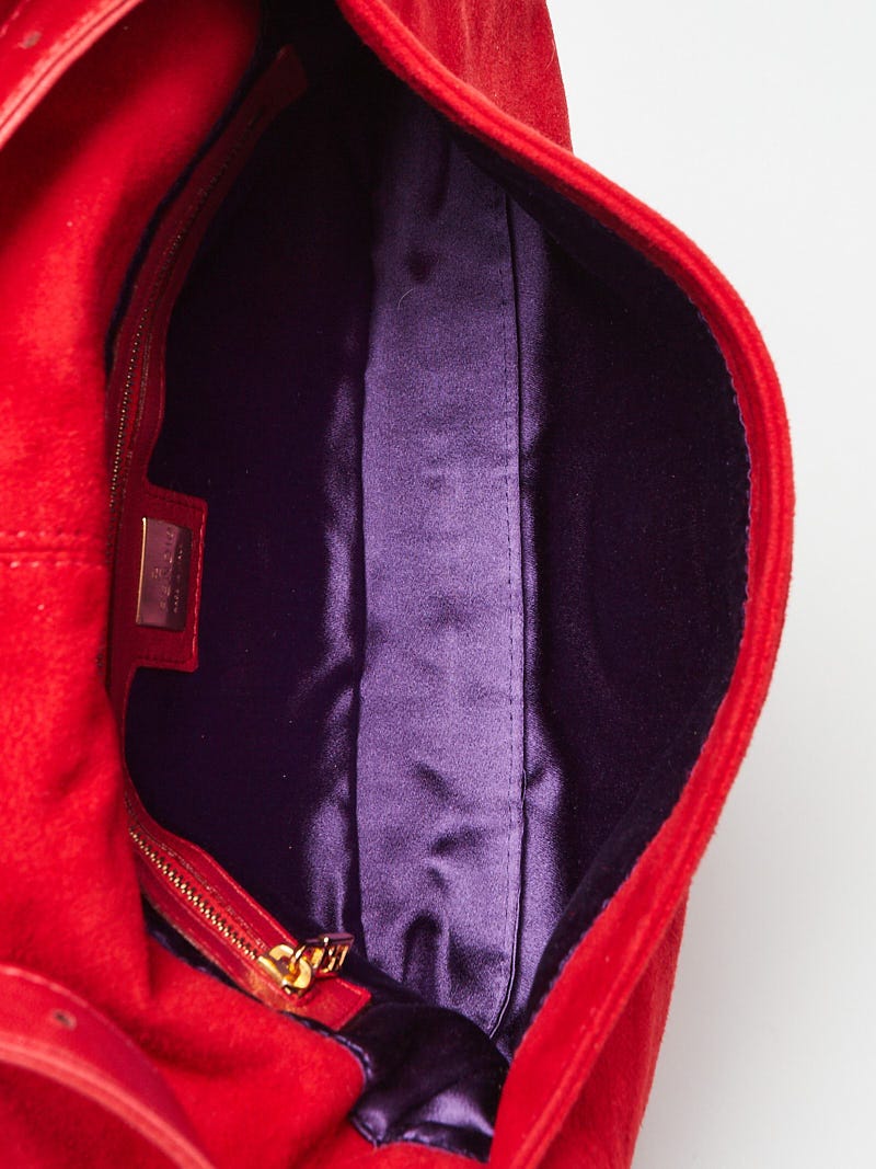 Fendi Red Suede Baguette Bag | Yoogi's Closet