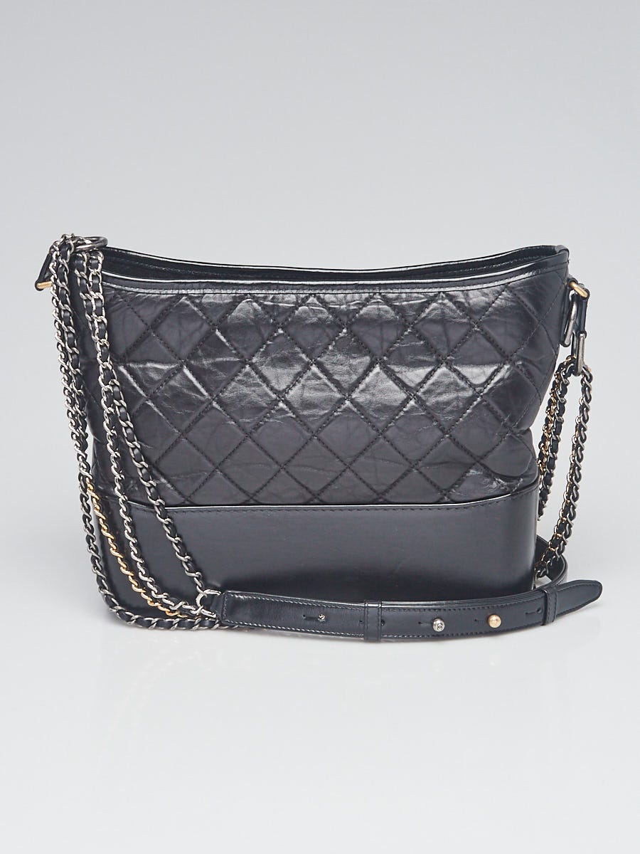 Chanel Black Quilted Leather Chain Around Hobo Bag - Yoogi's Closet