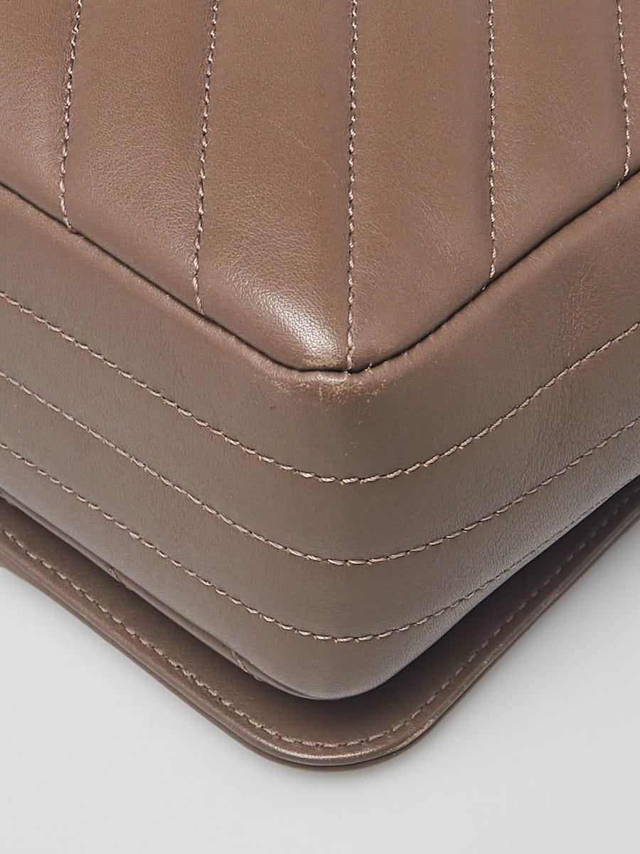 Chanel Khaki Chevron Quilted Lambskin Leather Large Statement Flap 