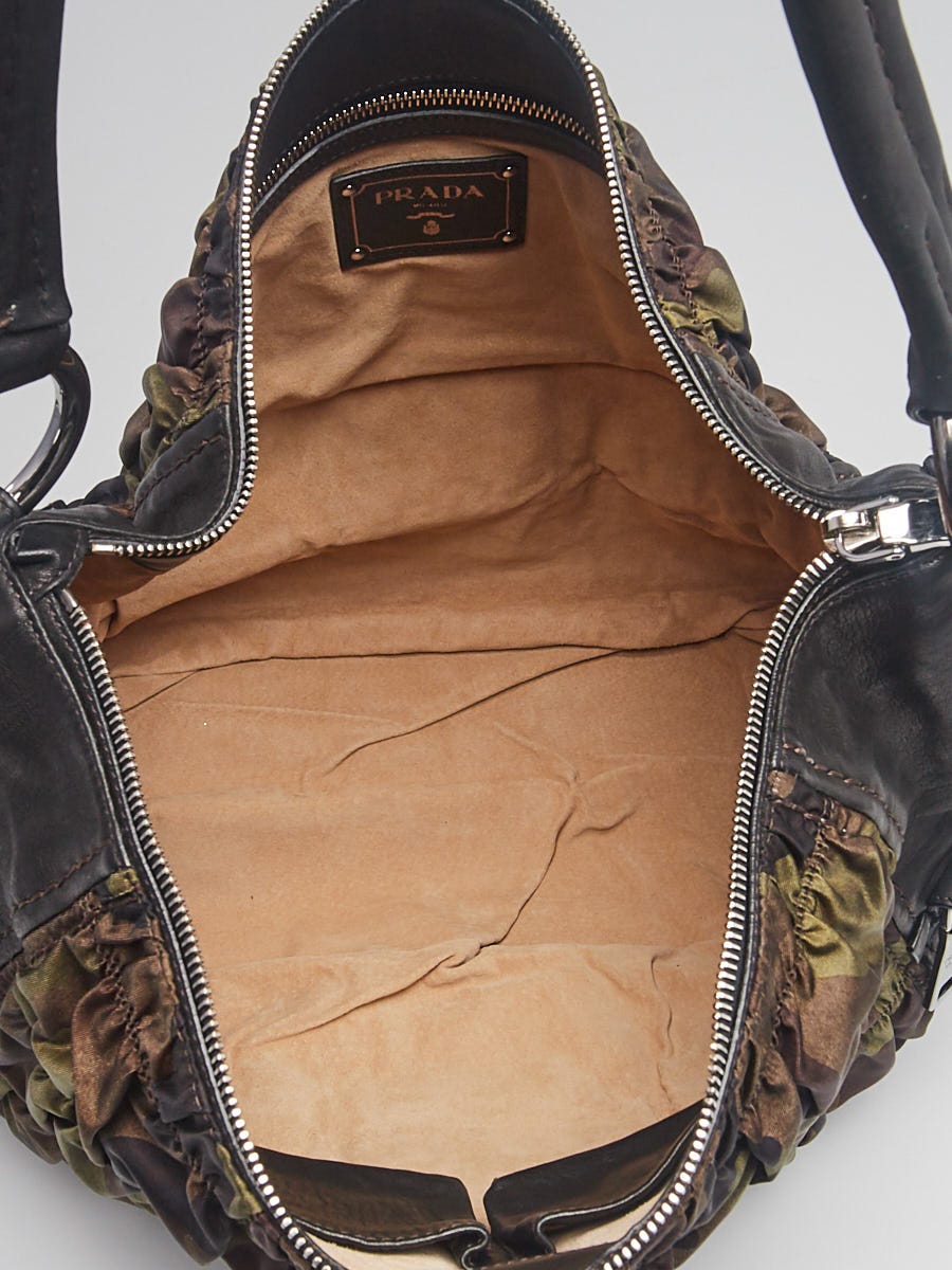 現行 美品 PRADA TESSUTO MONTAGN MIMETICO bag Prada Mimetico Tessuto Camouflage and Leather Hobo BR4586