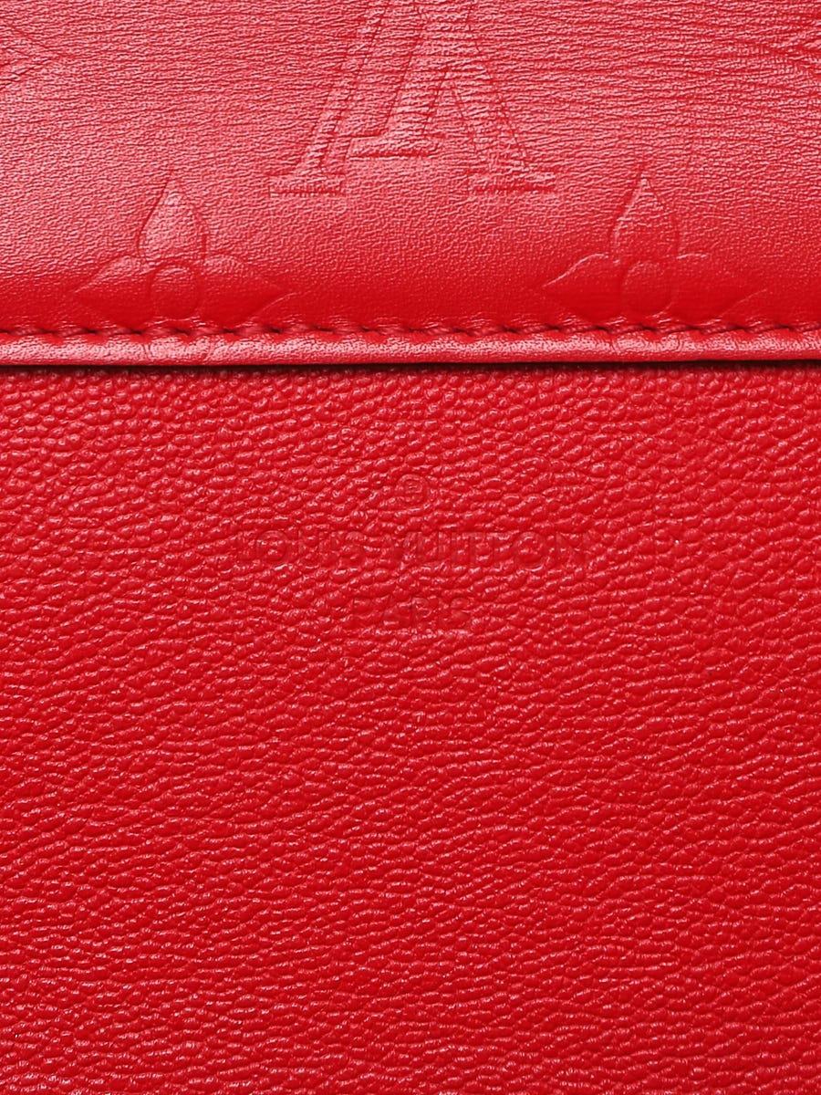 LOUIS VUITTON Double V Grained Leather Monogram Shoulder Bag Rubis