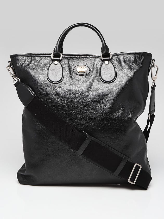 Gucci Black Textured Leather Morpheus Militare Crossbody Tote Bag