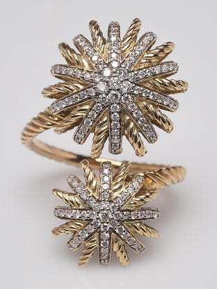 Louis Vuitton Star Blossom Ring, White Gold and Diamonds Grey. Size 49