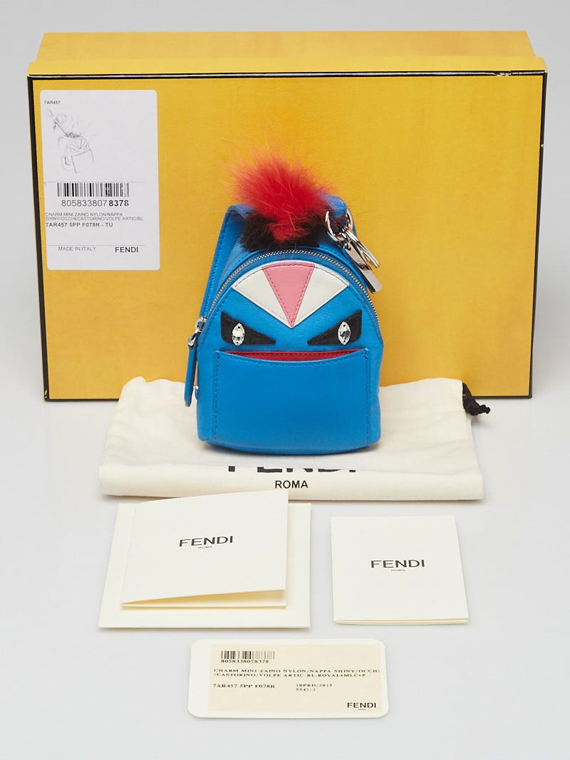 Fendi Black/Blue Nylon and Leather Monster Eyes Backpack Bag 7VZ012 -  Yoogi's Closet