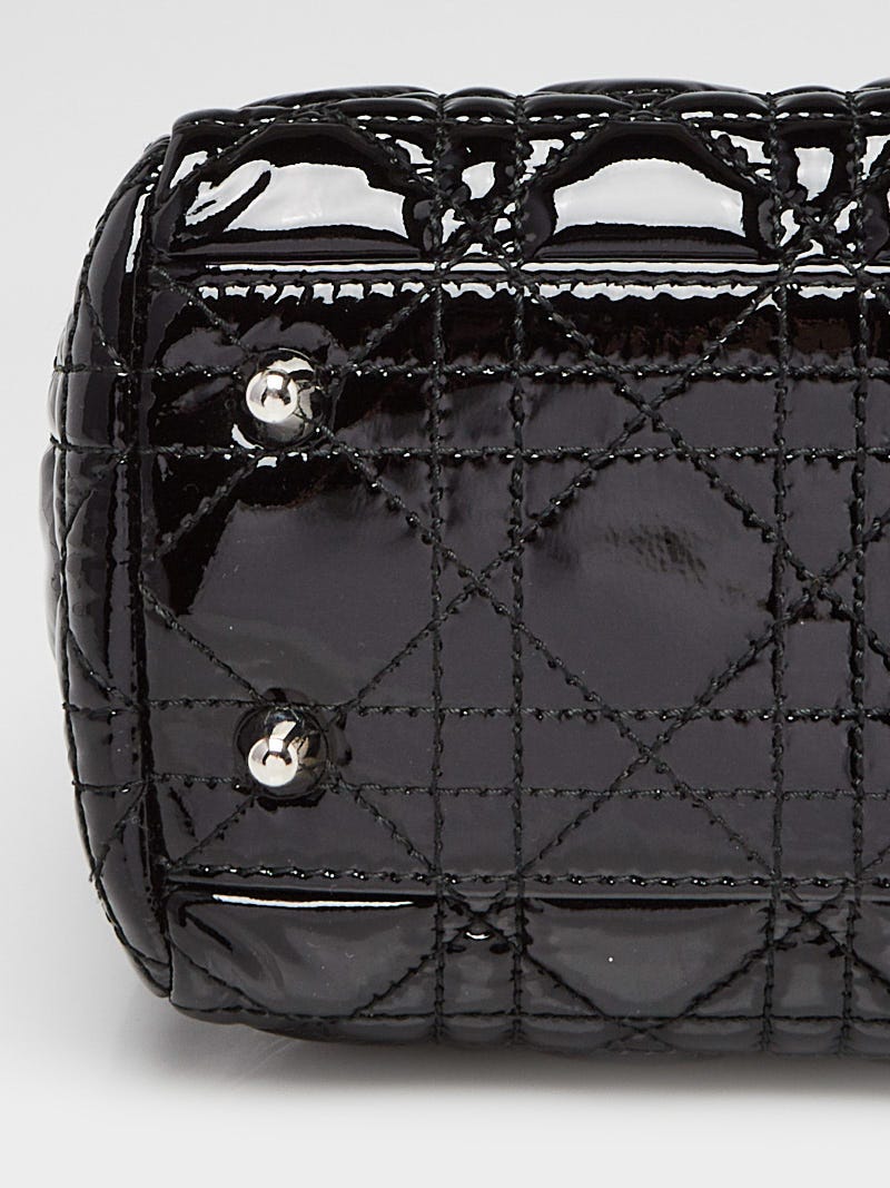 Christian Dior Black Cannage Quilted Patent Leather Small Dior