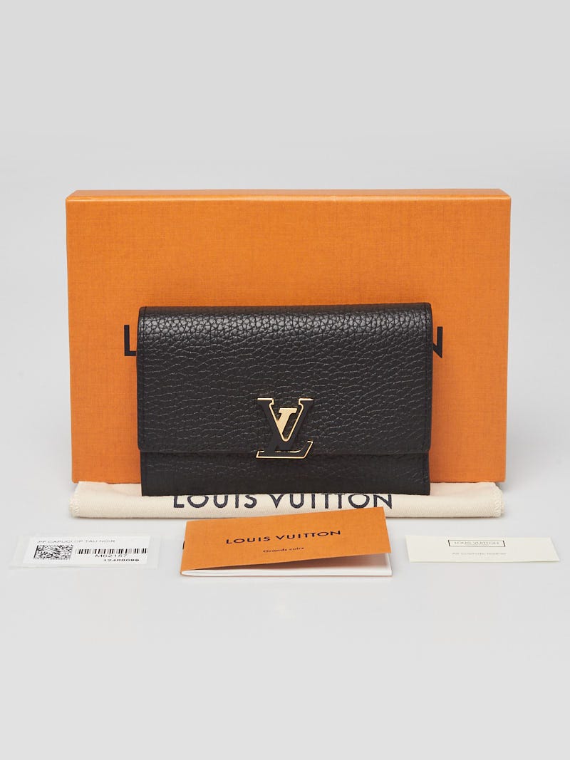 LOUIS VUITTON CAPUCINES COMPACT WALLET IN BLACK AND PINK TAURILLON LEATHER  ref.855530 - Joli Closet