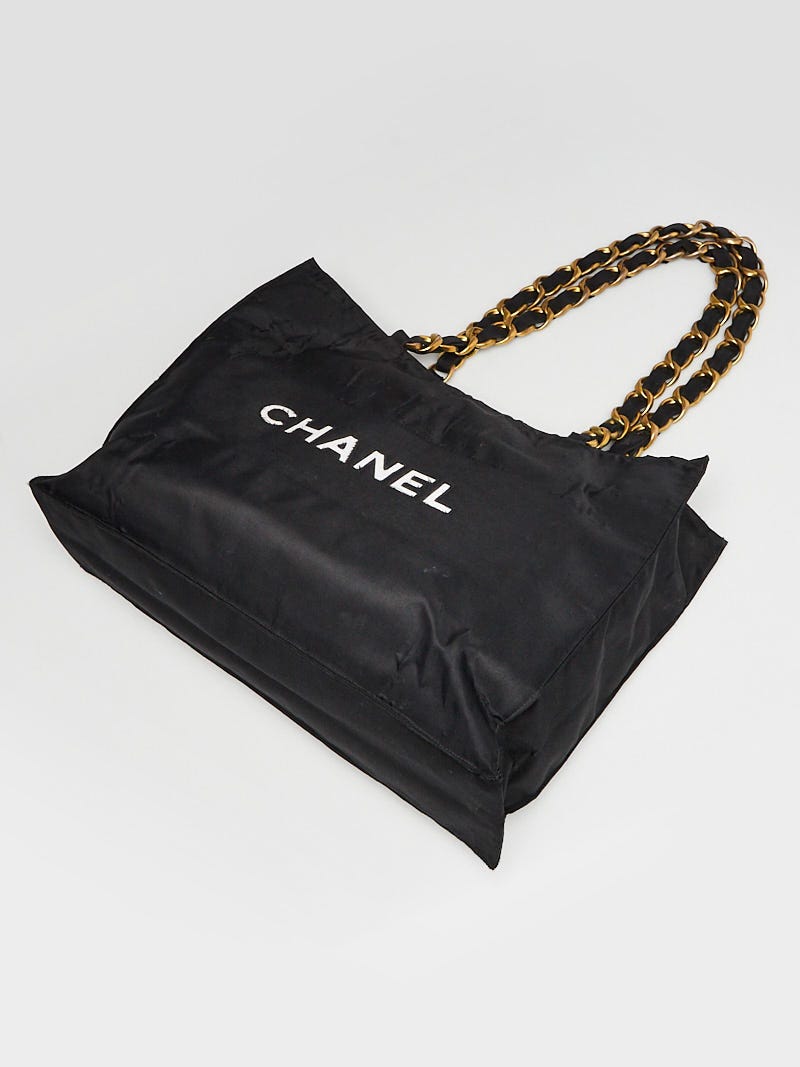 Chanel Black/White Nylon Canvas CC Logo Chain Shopping Tote Bag - Yoogi's  Closet