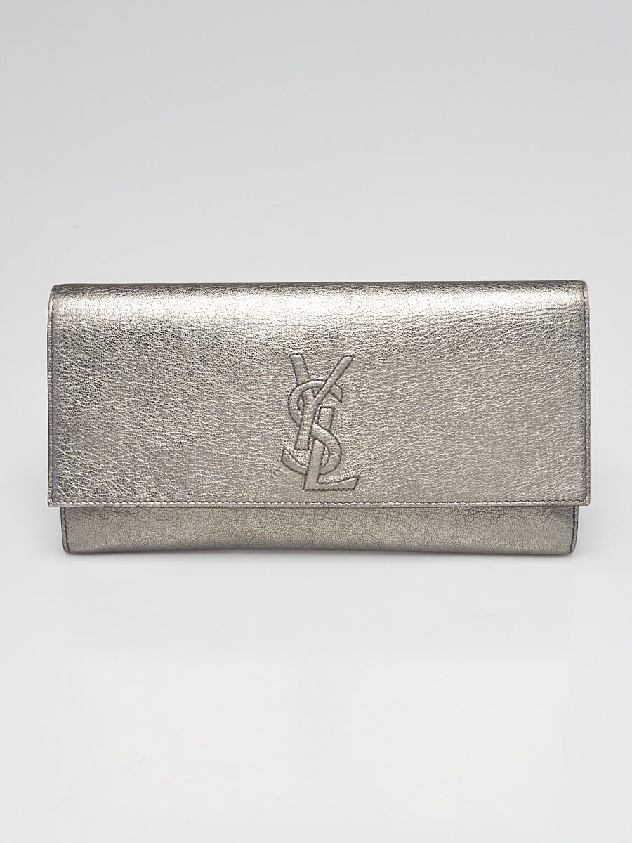 Silver ysl best sale clutch bag