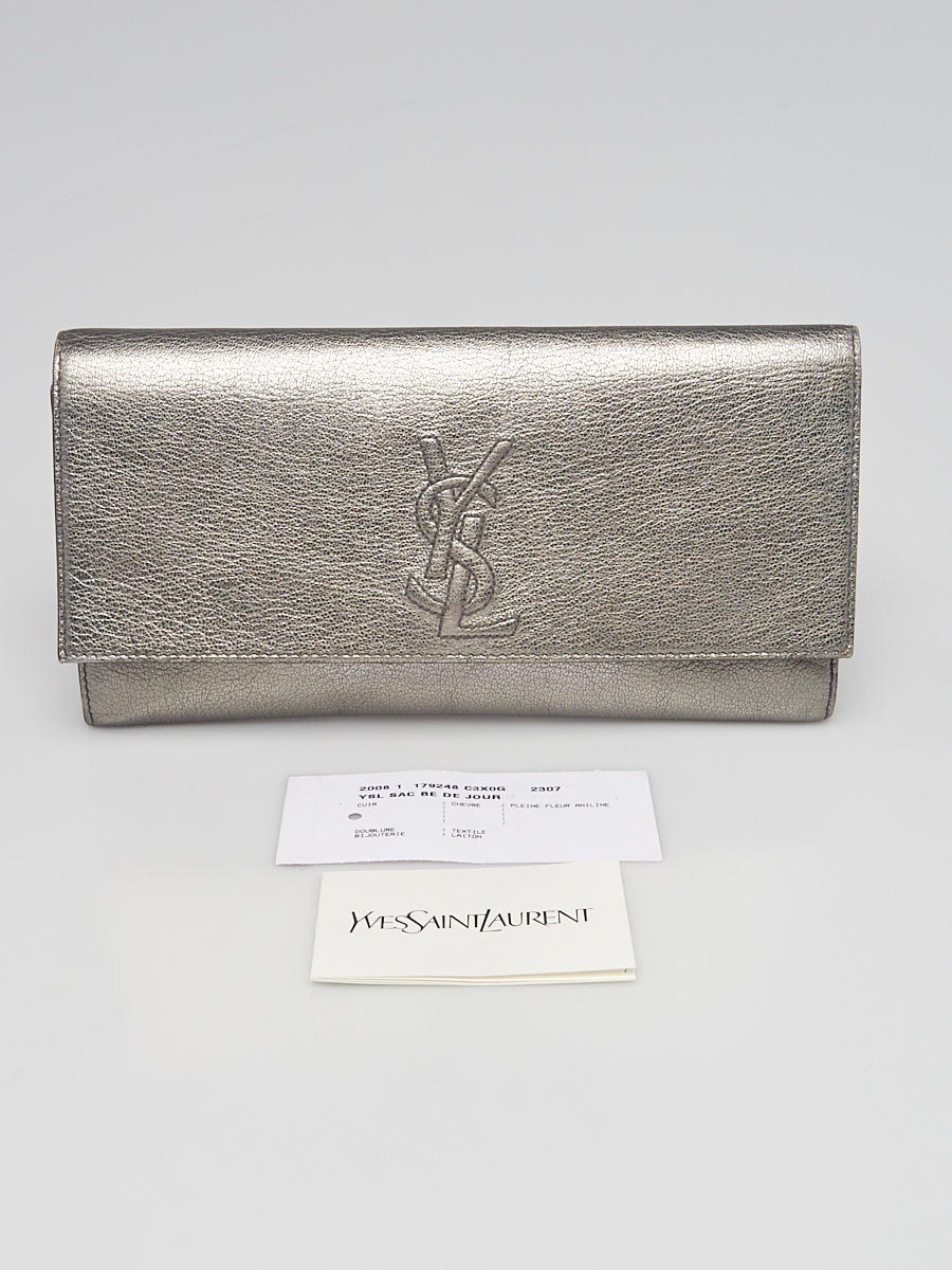 Ysl silver best sale clutch bag