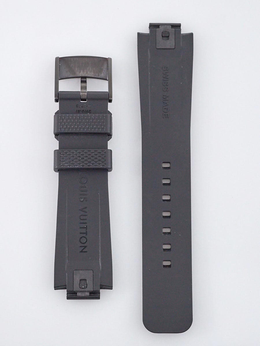 Louis Vuitton Black Rubber Damier Embossed Tambour Watch Strap