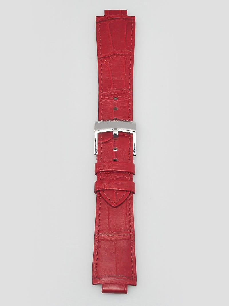 Louis Vuitton Red Alligator Tambour Watch Band Size L - Yoogi's Closet