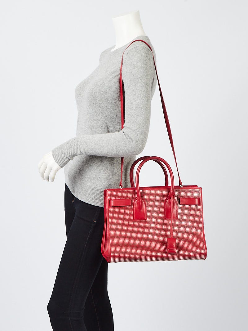 Yves Saint Laurent Red Leather Large Sac de Jour Tote Bag - Yoogi's Closet