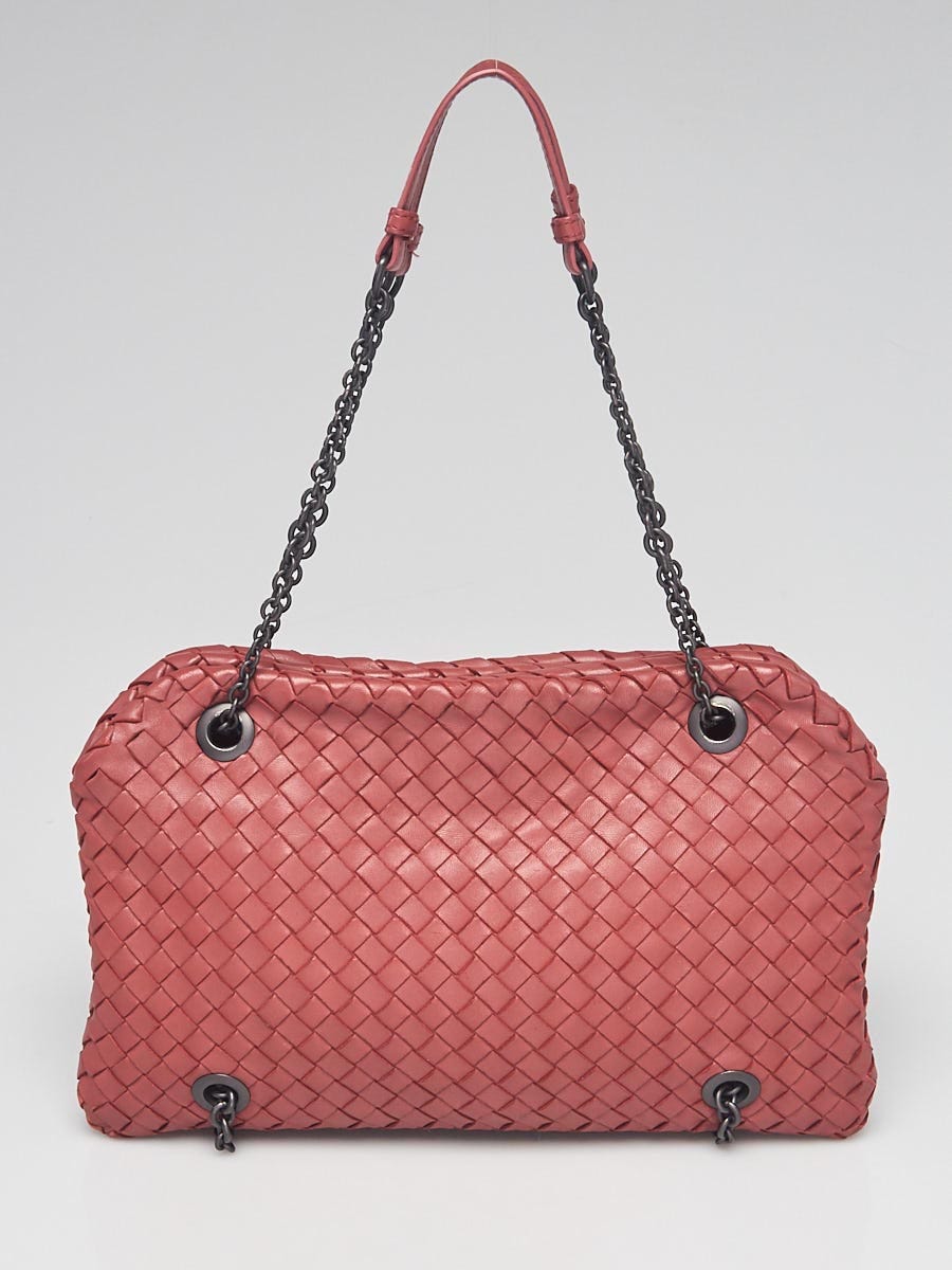 【送料&関税込】Bottega Veneta Tiziano Red Nappa Leather And Bottega Veneta Red Intrecciato Woven Nappa Leather Duo Bag