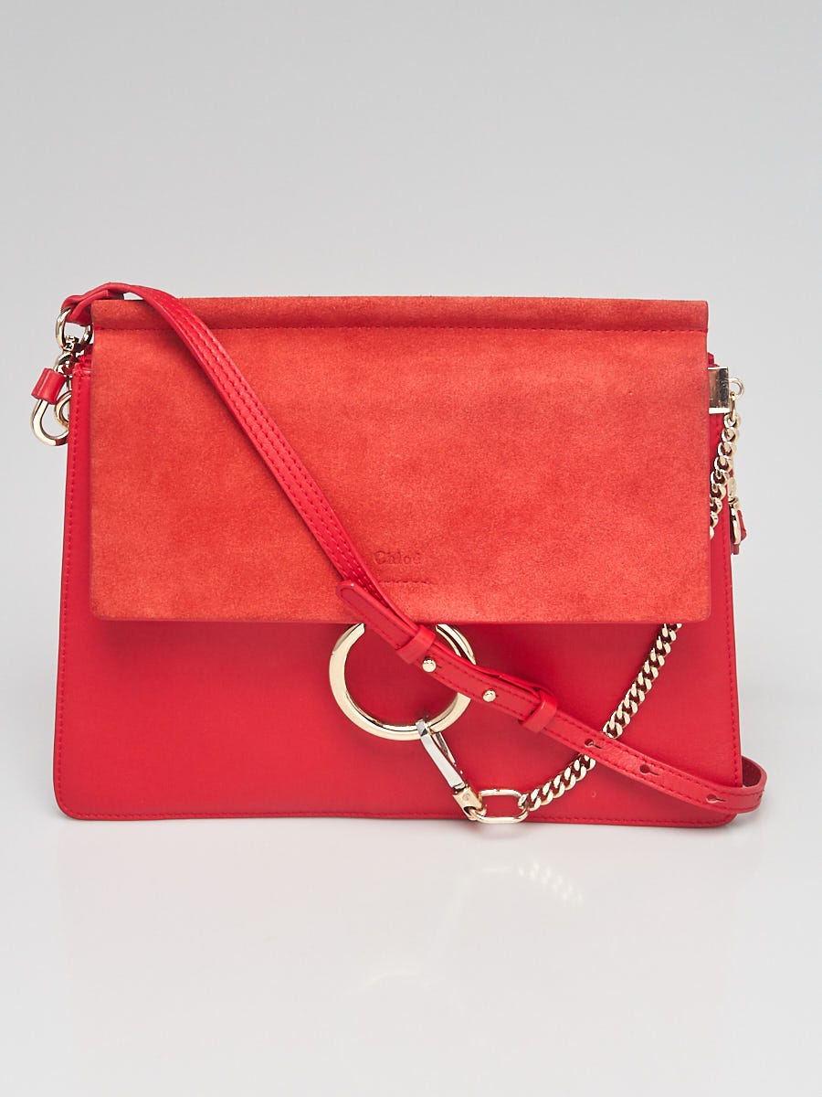 Grey Suede & Textured Leather Medium Faye Bag