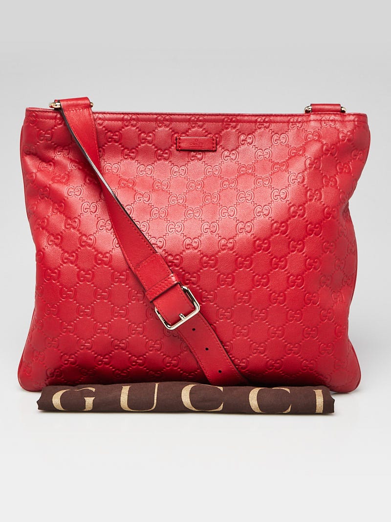 Gucci Red Guccissima Leather Large Messenger Bag Yoogi s Closet