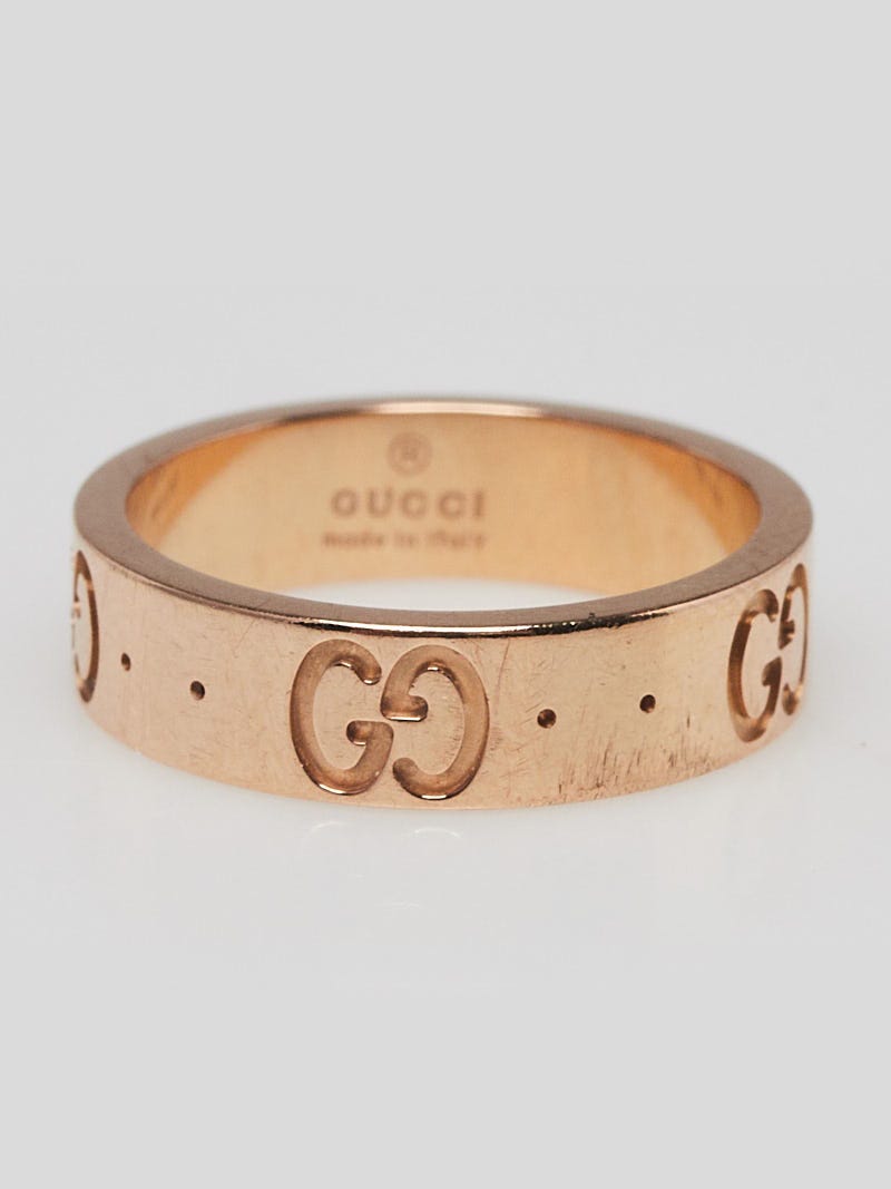 Gucci 18K Rose Gold Icon Logo Band Ring Size  - Yoogi's Closet