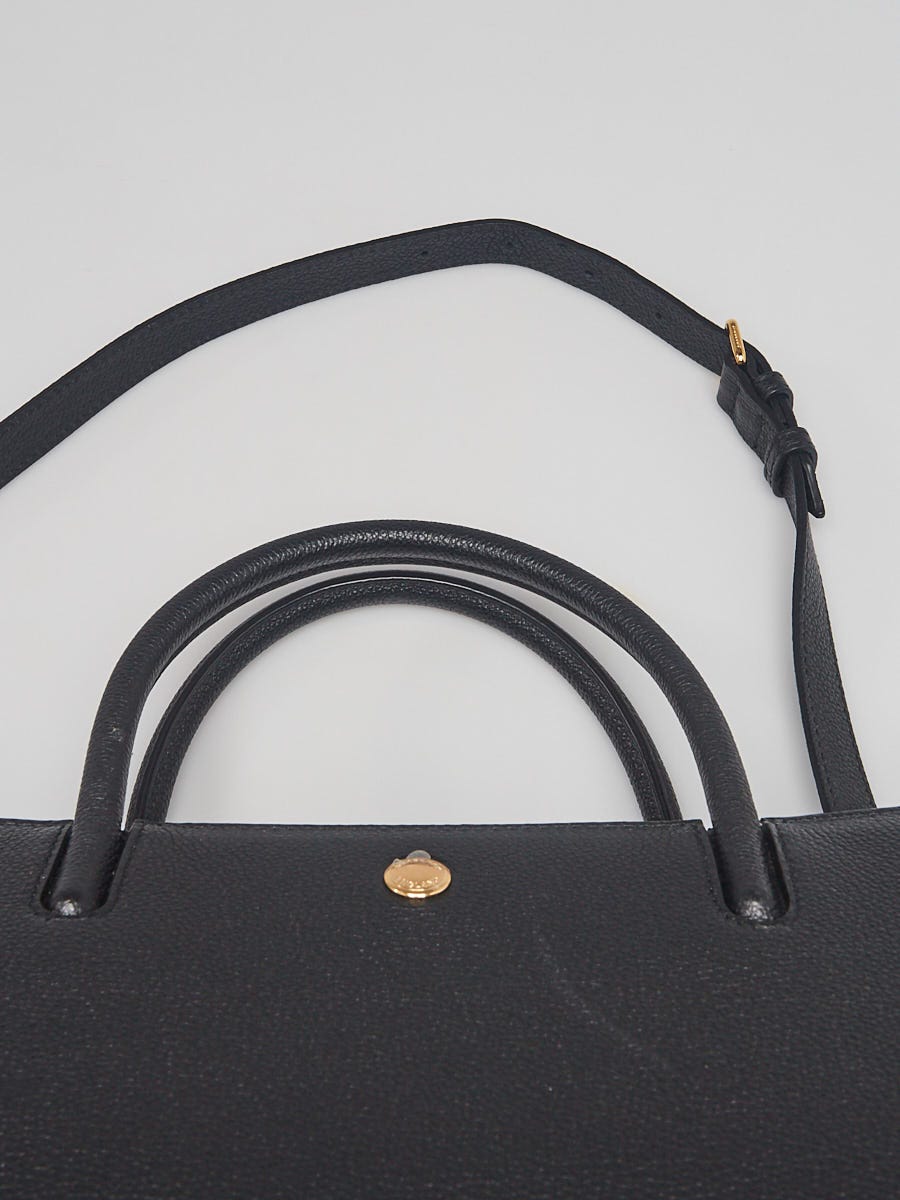 Burberry Black Pebbled Leather Medium Title Tote Bag | Yoogi's Closet