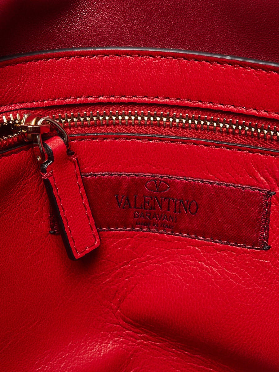 VALENTINO GARAVANI Lambskin Large Rockstud Spike Shoulder Bag Red 1275089