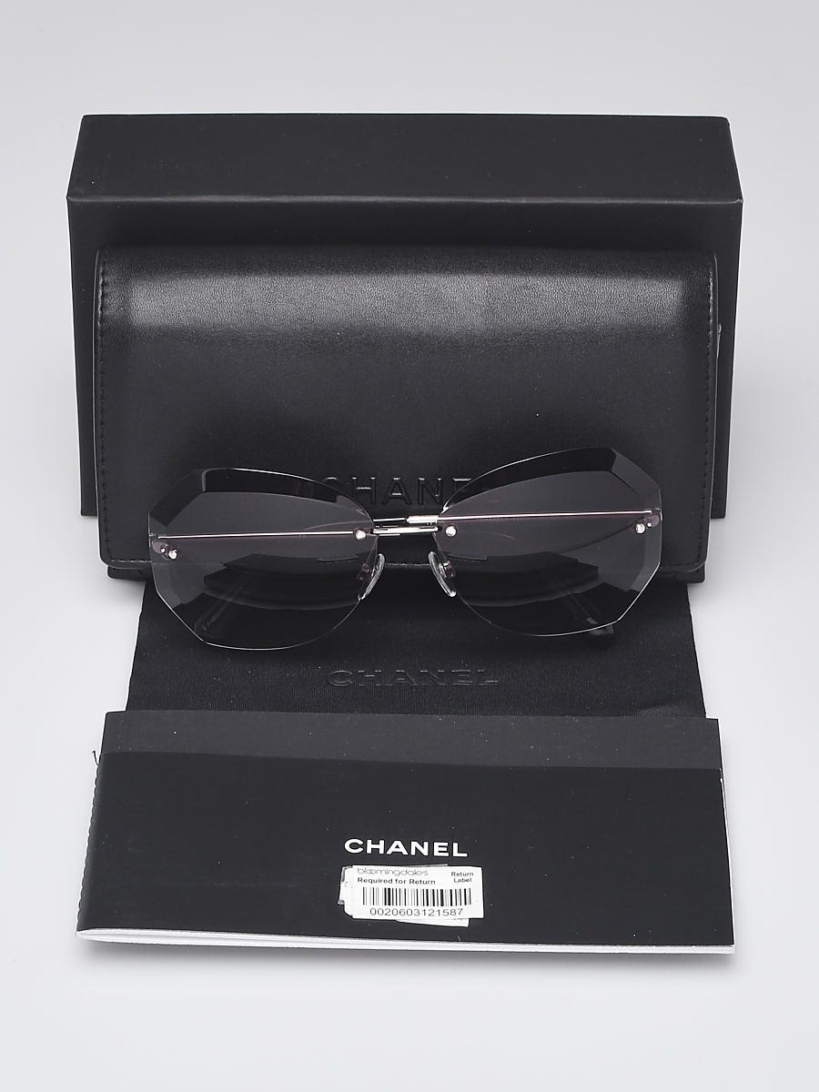 Chanel Dark Silver Acetate Round Sunglasses 4220 - Yoogi's Closet