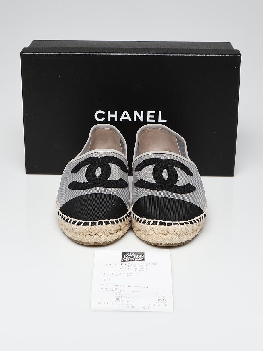 Chanel Grey Mesh Fabric Cap Toe CC Espadrille Flats Size 9.5/40 - Yoogi's  Closet