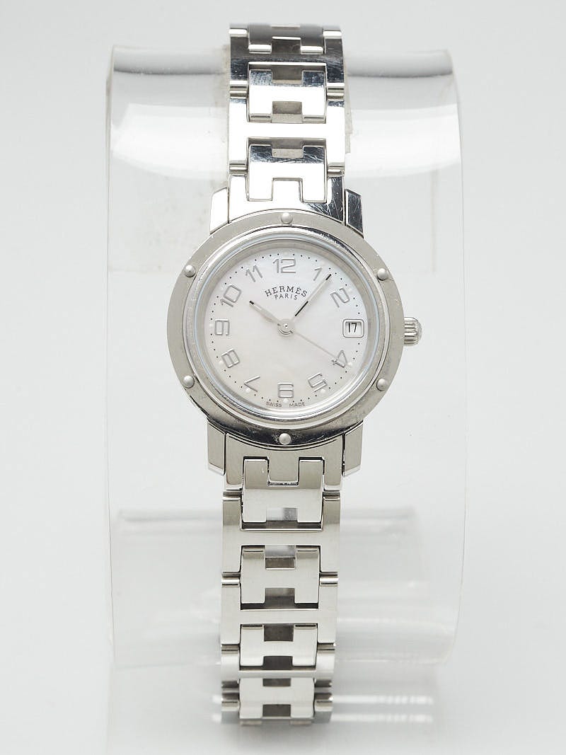 Hermes 24mm Stainless Steel Clipper Classique PM Quartz Watch