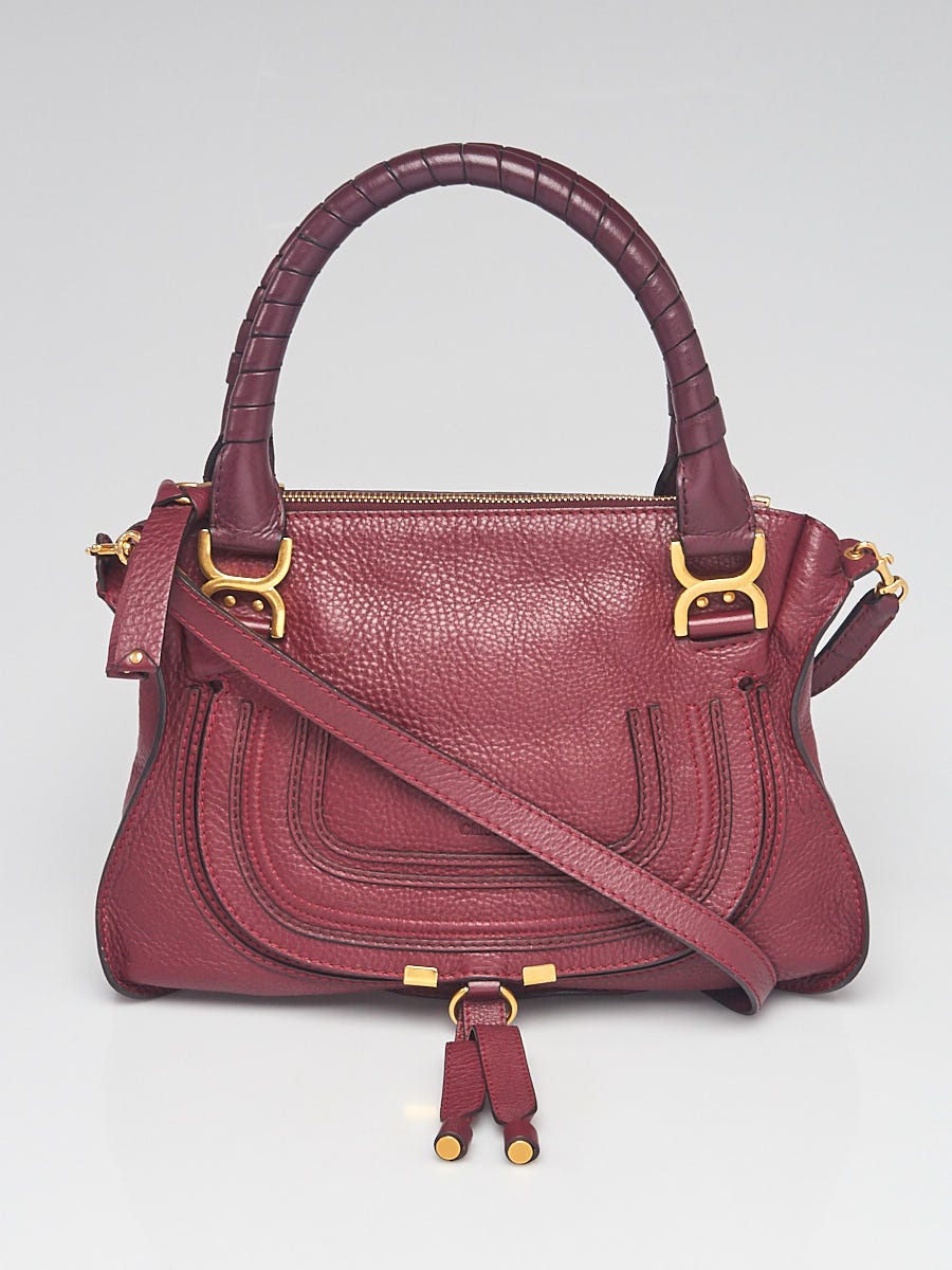 Chloe Red Leather Medium Marcie Satchel Bag - Yoogi's Closet