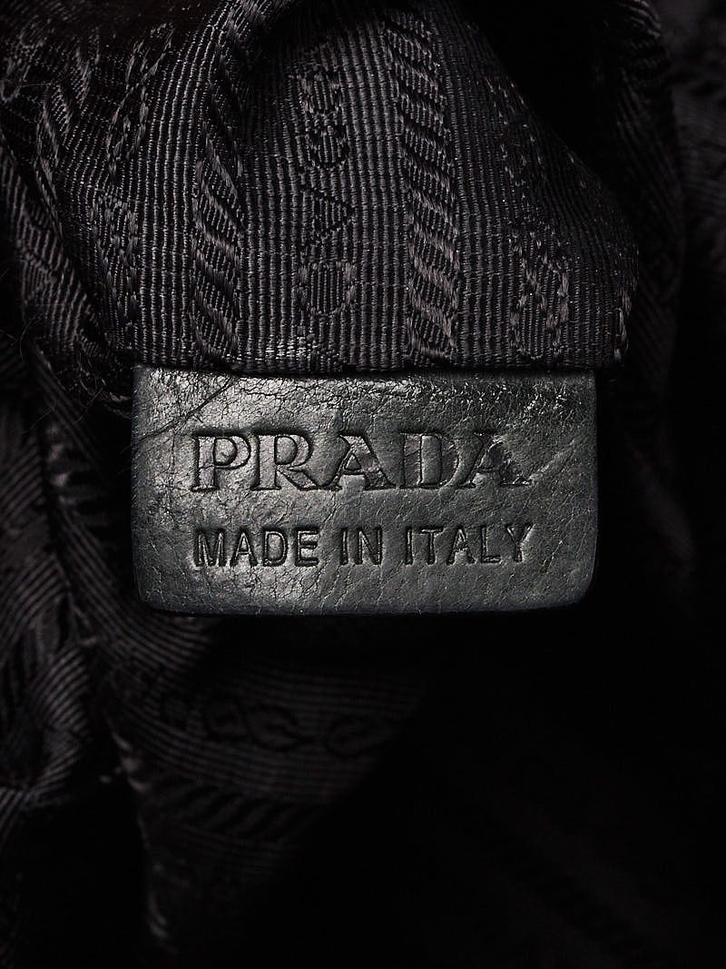 Prada Black Glace Calf Leather Shopping Tote Bag w/ Shoulder