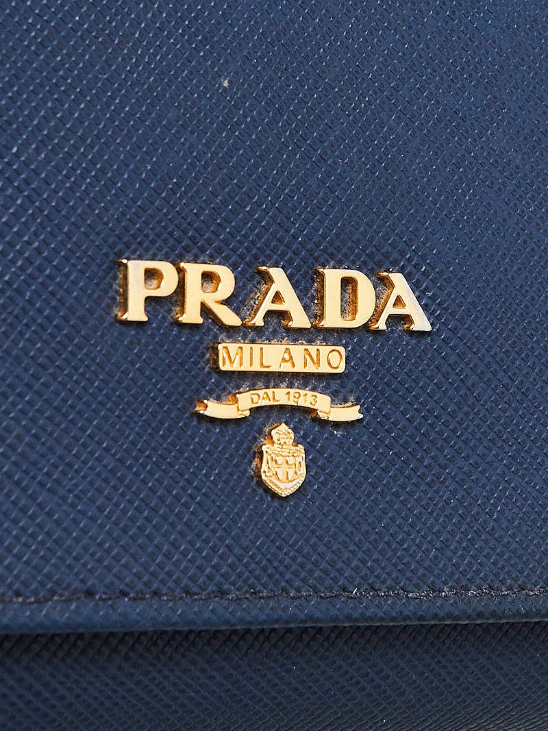 PRADA Saffiano Metal Bluette Wallet 460PRAXFE