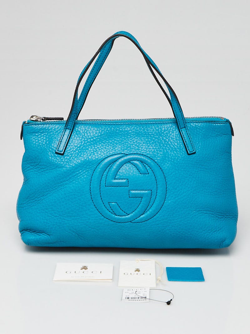 Gucci Turquoise Leather Soho Mini Tote Bag | Yoogi's Closet