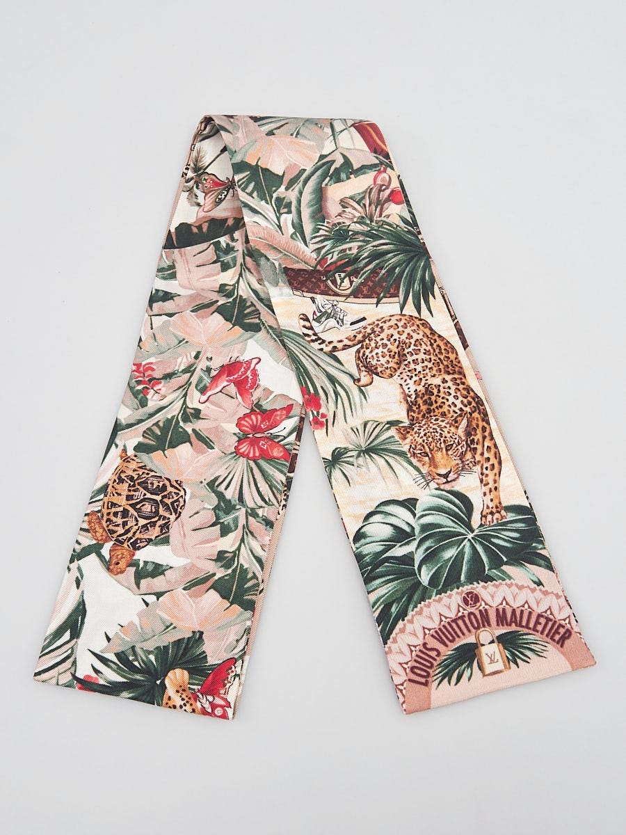 Louis Vuitton Jungle Print Pink and Red Silk Bandeau Scarf-US