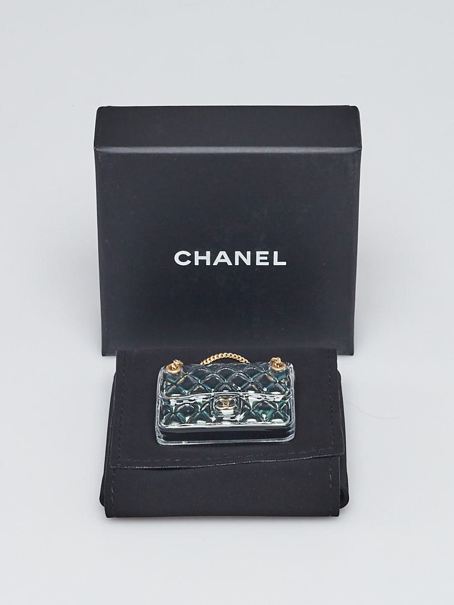 【信頼】 Chanel Transparent/Green Resin Classic Flap Bag Pin Brooch 靴