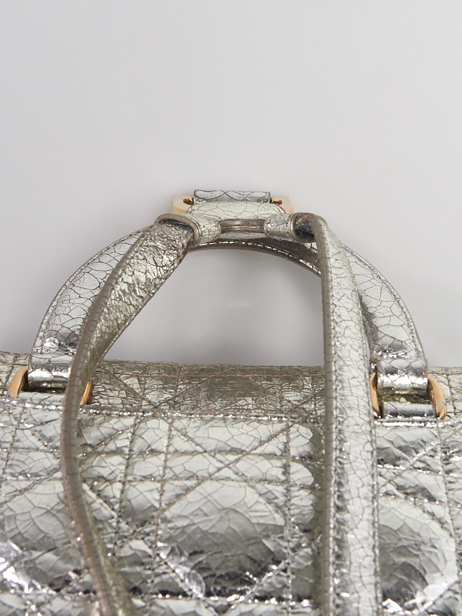 Christian Dior Silver Cannage Quilted Leather Stardust Small Backpack Bag -  Yoogi's Closet