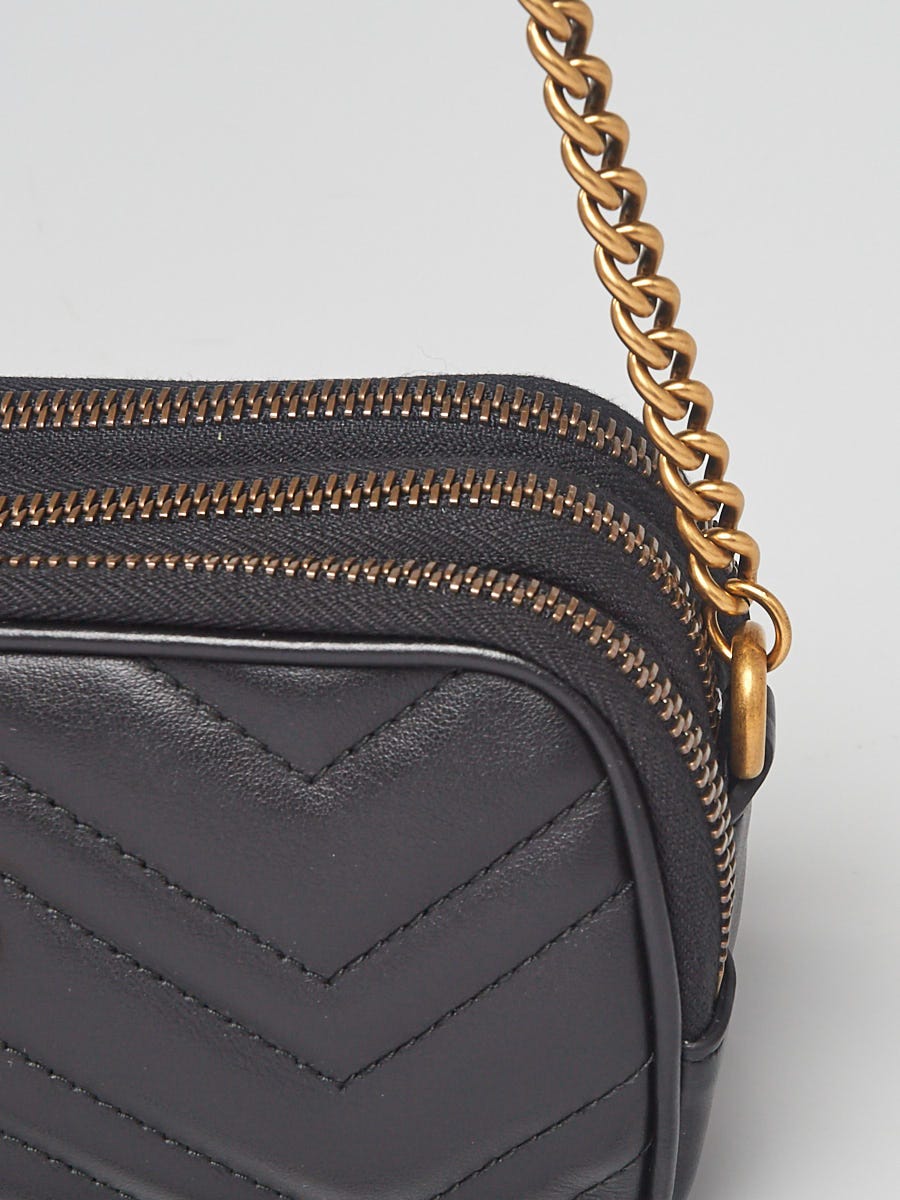 Gucci Black Quilted Leather Marmont Triple Zip Mini