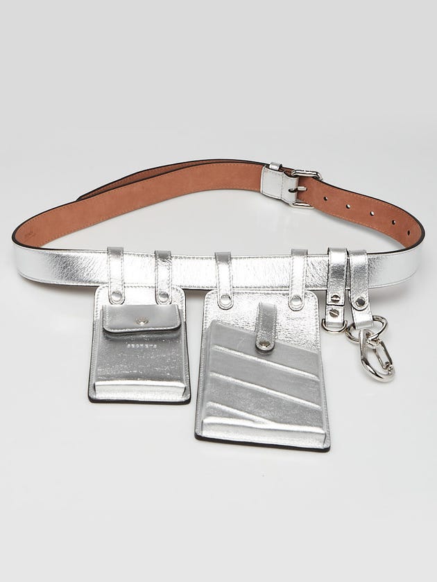 Fendi Silver Leather Utility Multi-Function Belt