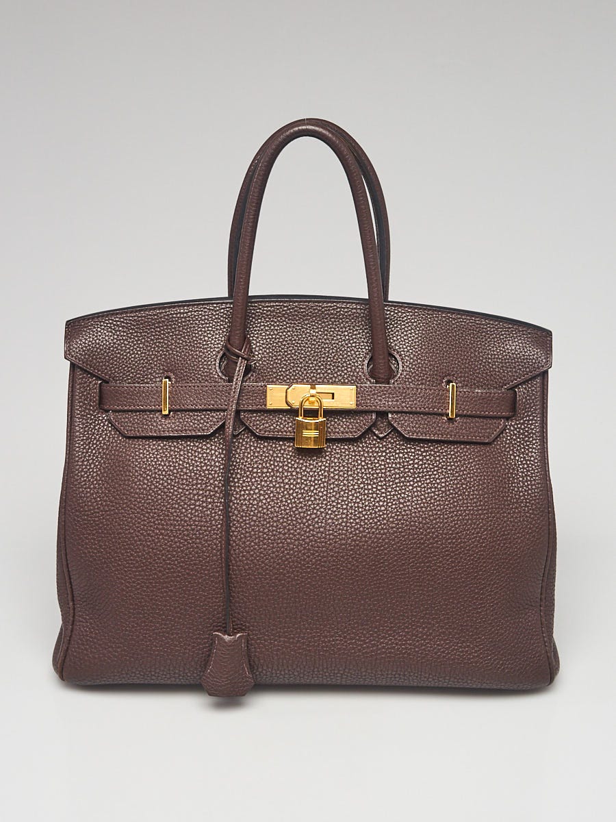 Hermes 35cm Chocolate Togo Leather Gold Plated Birkin Bag - Yoogi's Closet