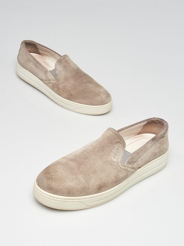Prada Grey Suede Slip On Sneakers Size 6.5/37