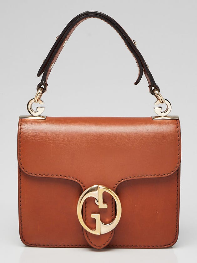 Gucci Brown Leather 1973 Small Top Handle Bag