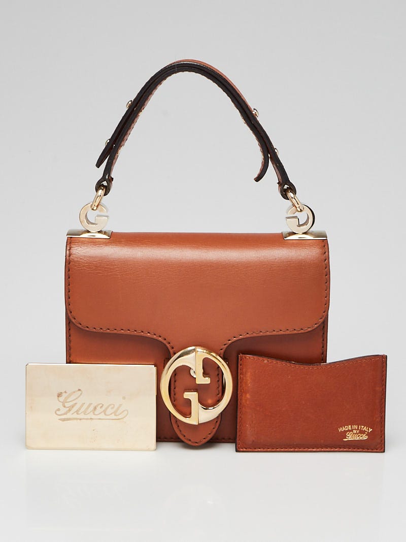 Gucci Brown Leather 1973 Small Top Handle Bag | Yoogi's Closet
