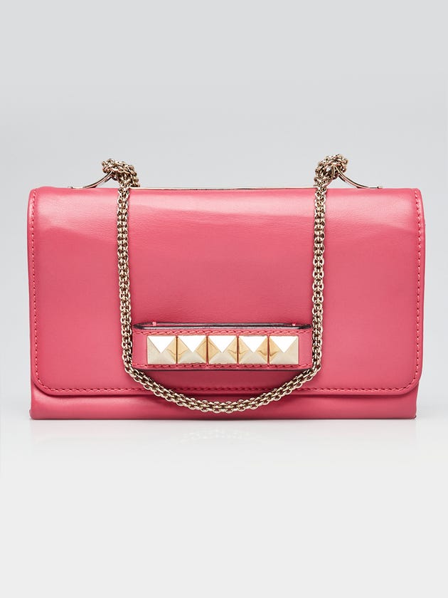 Valentino Pink Lambskin Leather Va Va Voom Clutch Bag