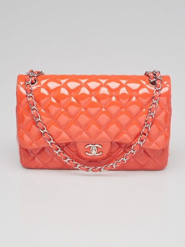 Chanel Pink Quilted Patent Leather Classic Jumbo Double Flap Bag