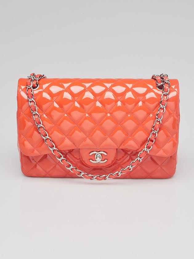 Chanel Pink Quilted Patent Leather Classic Jumbo Double Flap Bag