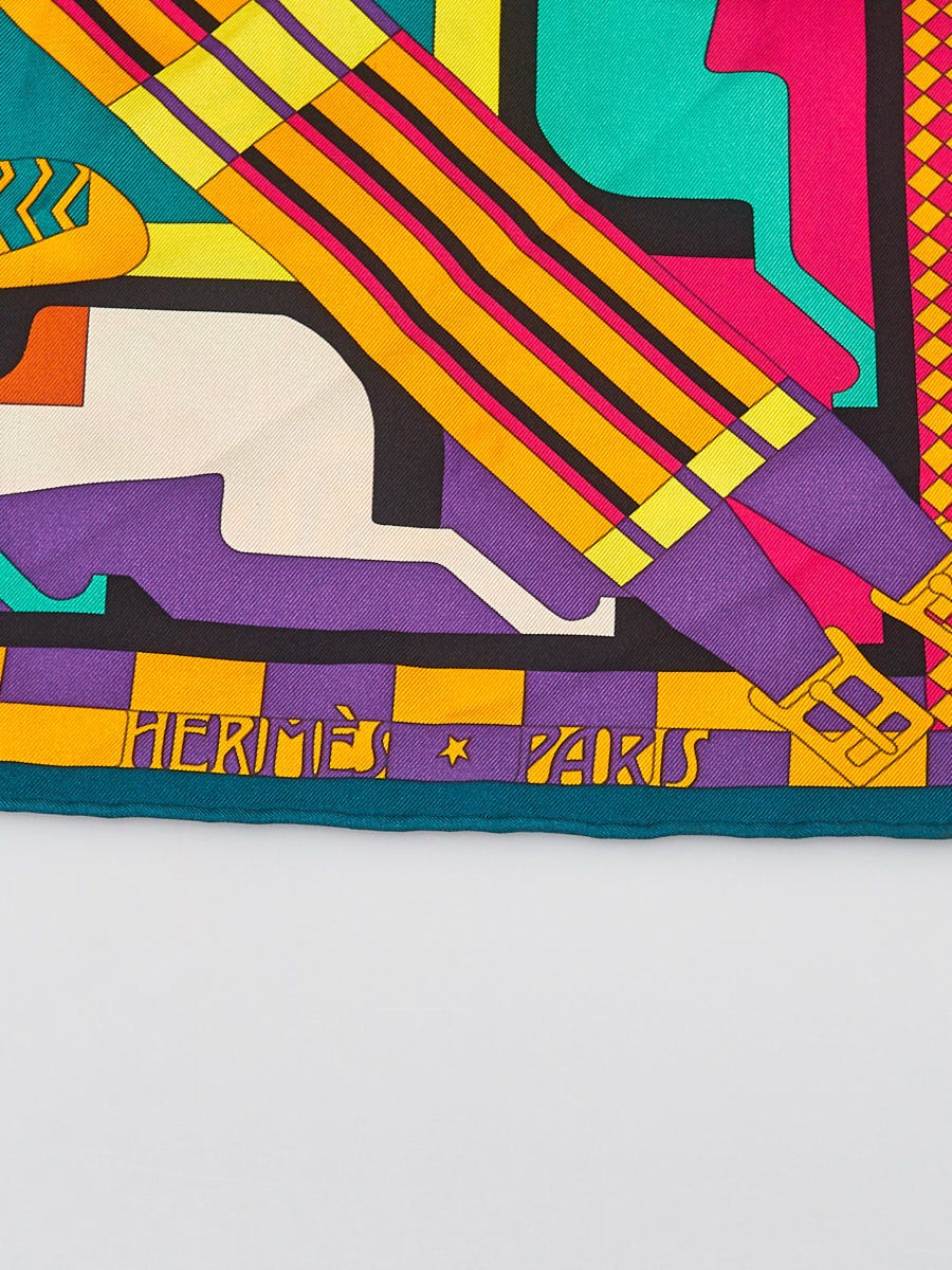 Hermes 90cm Multicolor Silk Steeple Chase Virginie Jamin Square