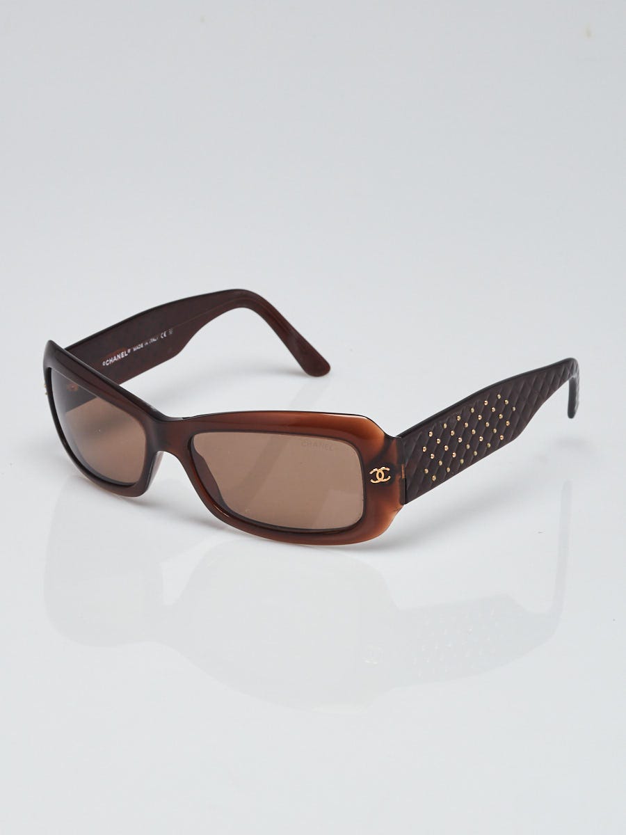 Chanel Brown Quilted Frame CC Logo Sunglasses-5099 - Yoogi's Closet